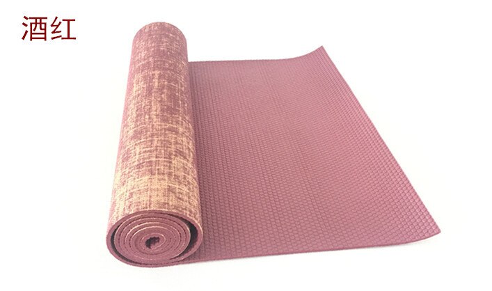 Di lino Yoga Zerbino Iuta PVC Yoga Zerbino Zerbino di Lino di Yoga di Forma Fisica di Yoga Zerbino 5 millimetri: Borgogna