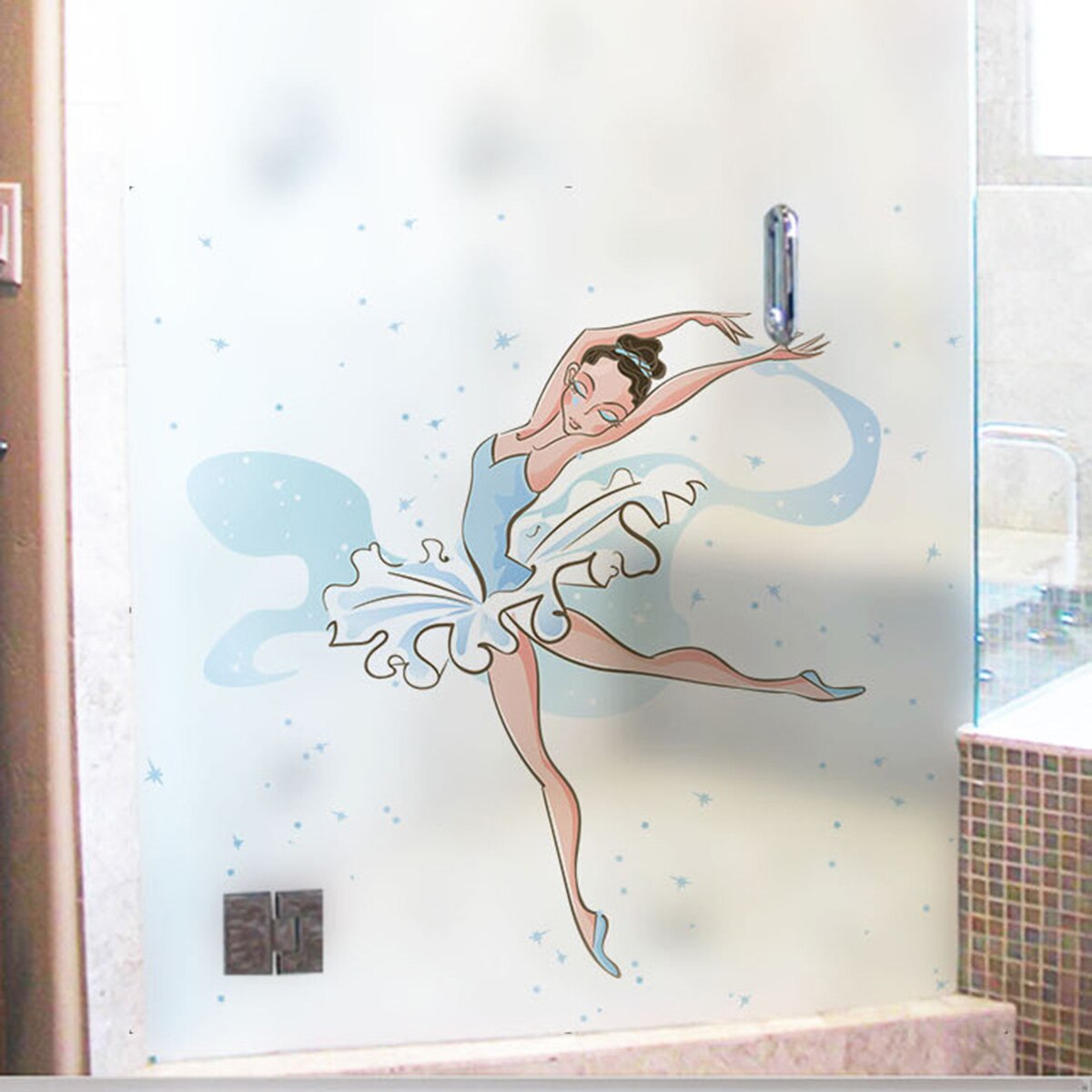 Window Decals, Dancing Girl PVC Window Decals Removable Wall Stickers Wall Posters for Home Office