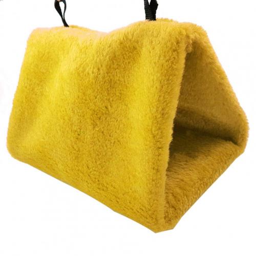 Multiple Colour Bird Parrot Triangle Shape Cage House Hanging Nest Bed Hammock Warm Pet Plush Foldable Hanging Safety Supplies: Yellow / L