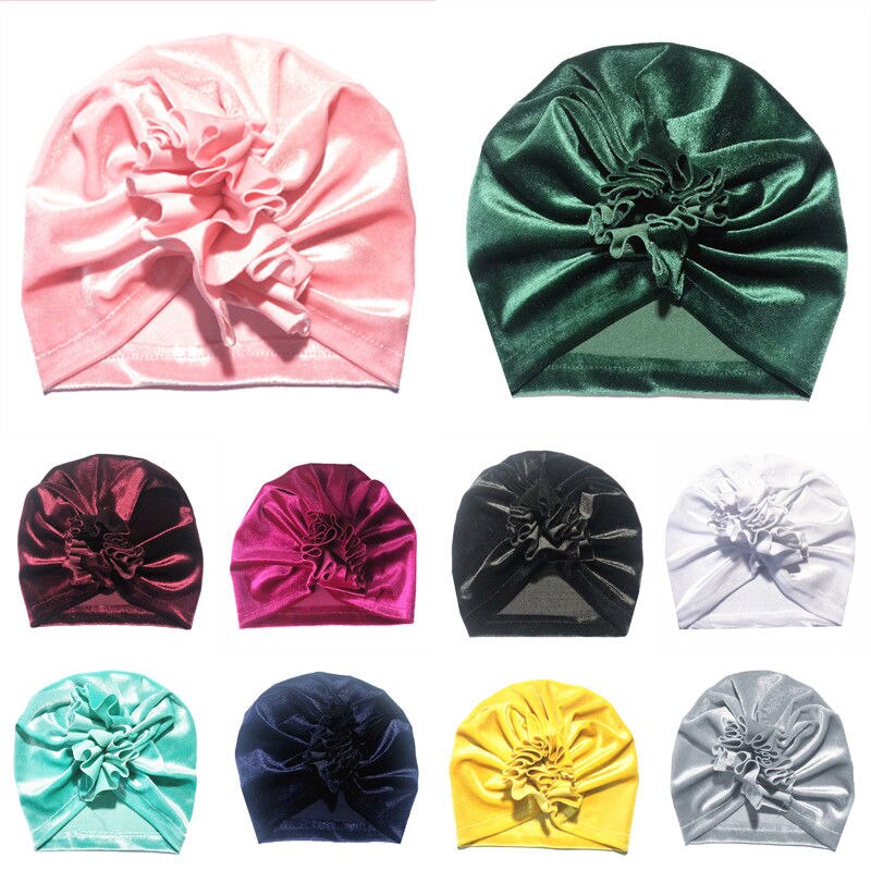 Nette Baby Mädchen Jungen Bogen Turban Hut Kleinkind Kinder Kopf Wrap Pleuche Stirnband Kappe 11 Farben Ein Stück