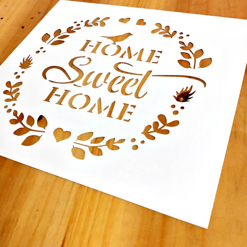 HOME SWEET HOME Stencil Template, Durable Plastic 10mil, one piece 21cm*21cm