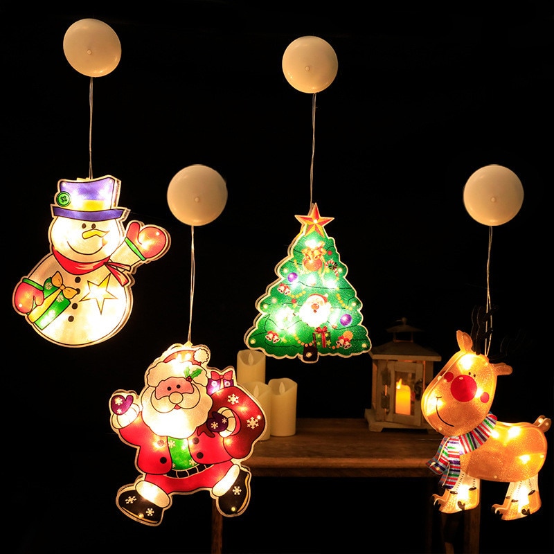 Zuignap Kleur Lamp Hanglight Kerstman Sfeer Decor Kerst Kamer Glas Window Versierde Star Lights Lamp