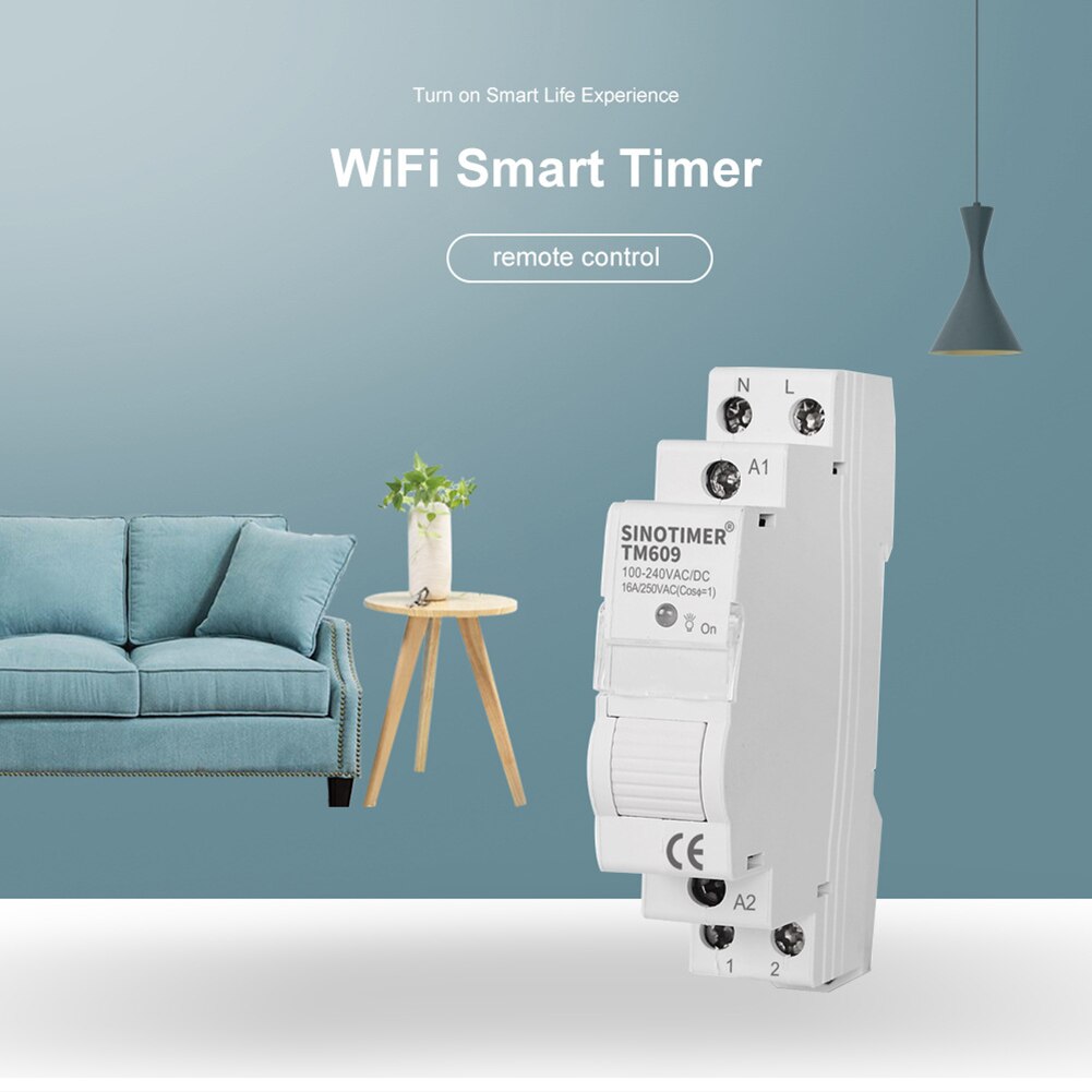 TM609 Smart Wireless Remote Control WiFi Timer 100-240V 16A Rail Timer Switch Household WiFi Timer Works with Tuya APP: Default Title