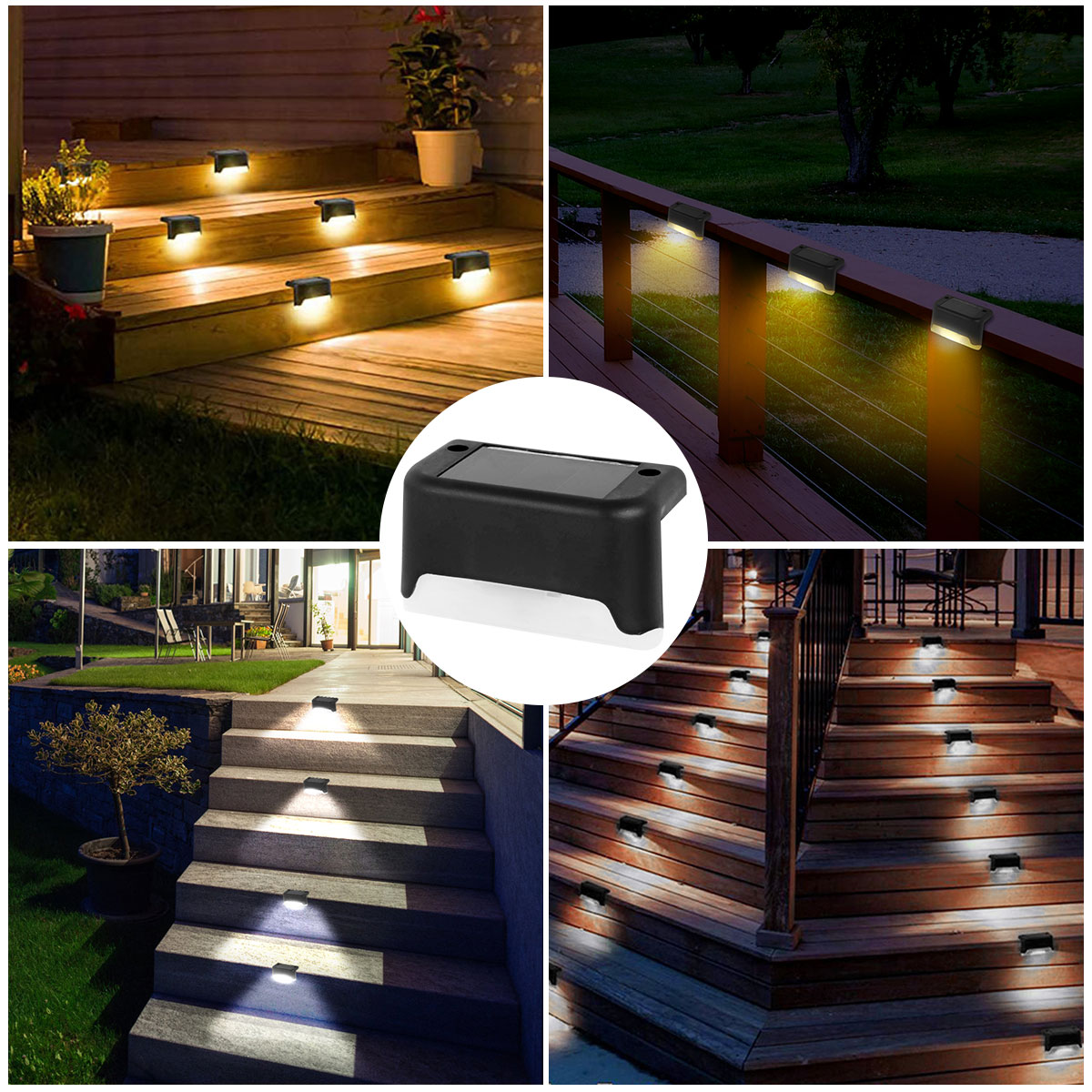 Warmweiß Solar- Zaun Lampe LED Solar- Schritt Lampe draussen Schritt Licht wasserdichte Garten Dekor Lampe für Terrassen treppe Geländer Weg