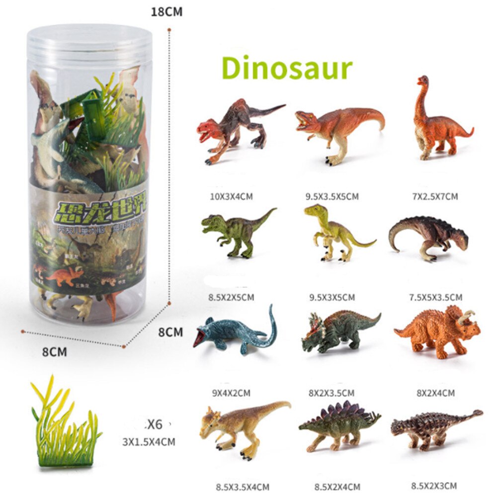 Bucketed animal model realistic appearance animal toy set vinyl plastic animal learning toy boy girl forest sea animal toy set: A-dinosaur