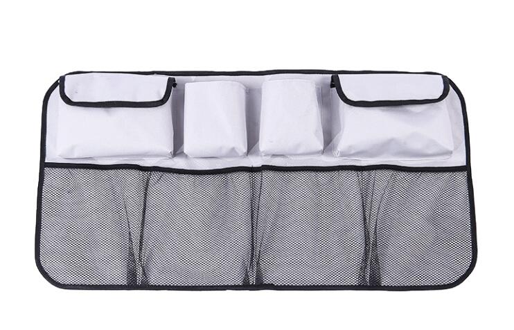 Bil boks oppbevaring bil bagasje boks arrangør bil bak sete bag bil bagasje boks bag bagasje arrangør reise hjem oppbevaringsboks: Sølv