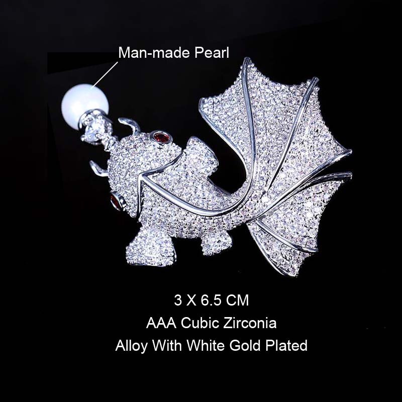 Red Trees Brand Fish Shape Animal Brooch For Man & Women With Cubic Zirconia Sweater Accessories Christmas