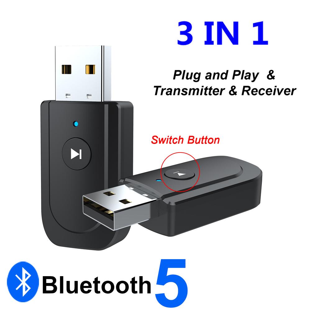 Wireless Adapter USB Bluetooth 5.0 Transmitter Receiver 3.5mm AUX Stereo Music adapter TV Earphone Mini Bluetooth Transmit
