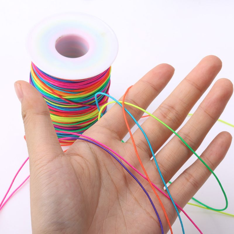 100M Regenboog Kleurrijke Elastisch Koord 1Mm Draad Stretch String Craft Voor Kralen Vlechten Diy Sieraden Handgemaakte