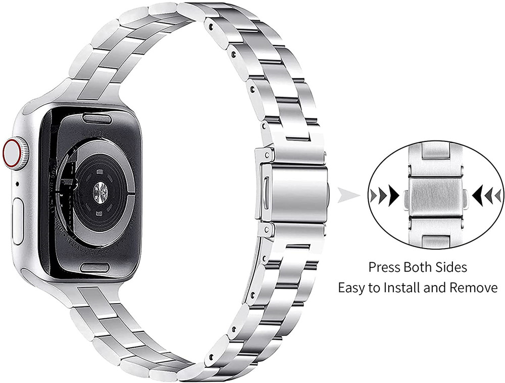 Damen elegantes Edelstahl-Kettenarmband für Apfel Uhr Band 38 mm 40 mm 41 mm schlankes dünnes Armbinde iWatch 9 8 7 6 5 4 3 2 1 45 mm 44