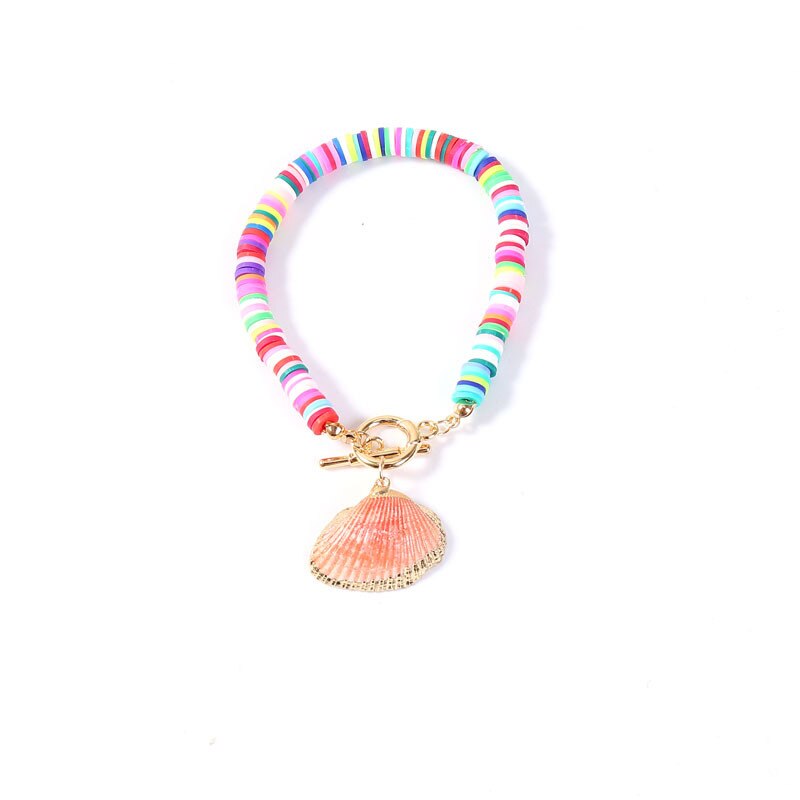 18cm Bohemia Colorful Shell Bracelet for Women Clay Bracelet Alloy OT Buckle Summer Beach Jewelry