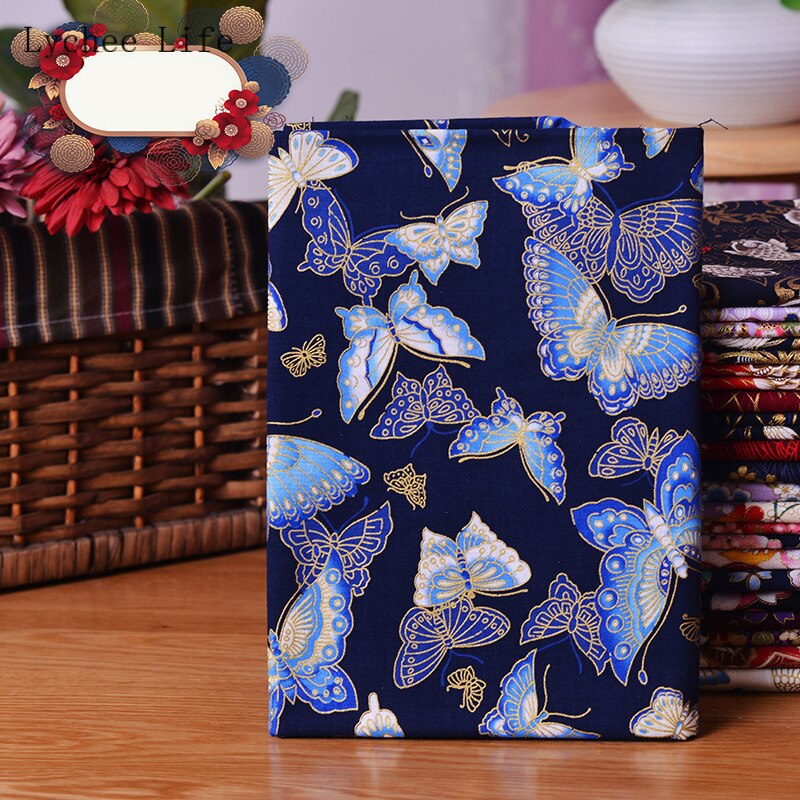 Lychee Leven Japanse Vlinder Kraan Gedrukt Patchwork Stof Zwart Rood Katoen Kersenbloesem Bronzing Stof Diy Naaien Ambachten: 9