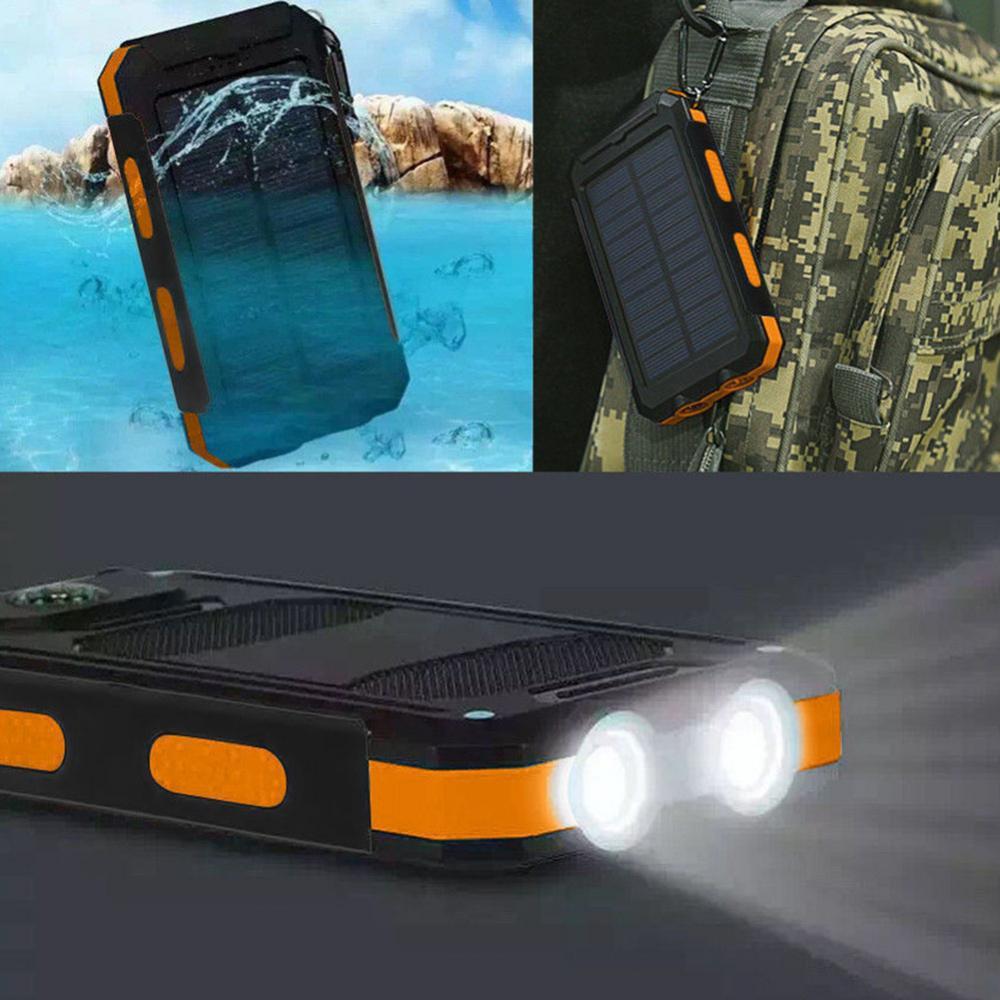 1.5W 5V 2.1A 1A Waterproof LED Light Dual USB DIY Solar Power Bank Case Kits Battery Charger External Box Flashlight Plastic