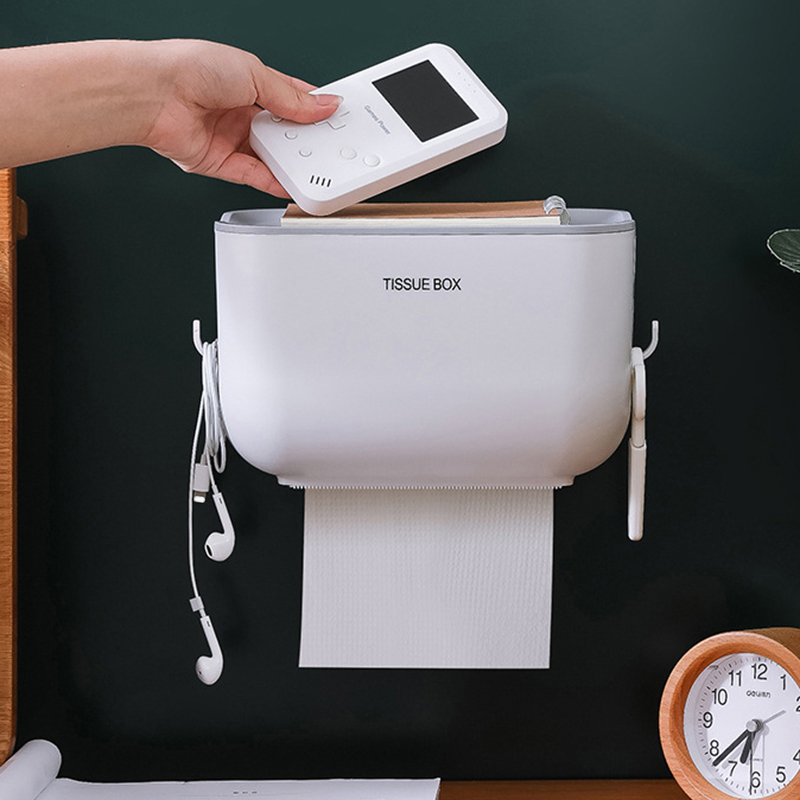 Portable Toilet Tissue Box Toilet Paper Box Rack Sanitary Paper Box Household Punch-free Toilet Waterproof Paper Roll Paper Tube