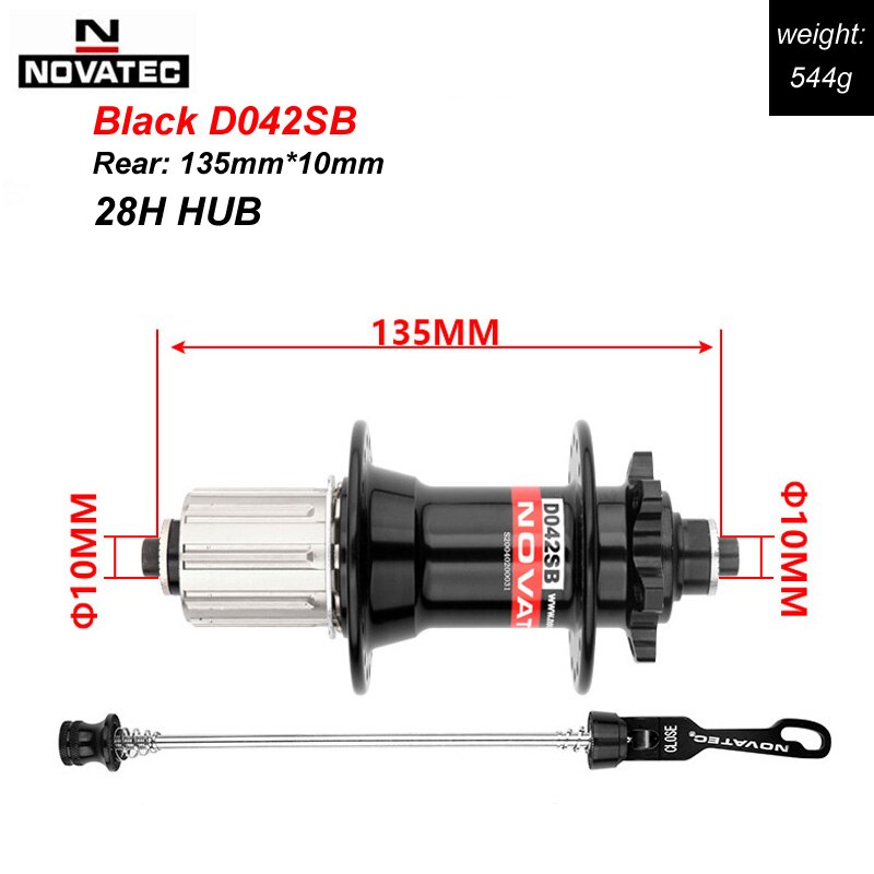 Novatec Mountainbike Hub D041SB D042SB Disc Kaart Brake 28/32/36 Gaten Mtb Road Fiets Hubs Lager Qr 32H 8/9/10/11/12 Speed: 28H Rear Black