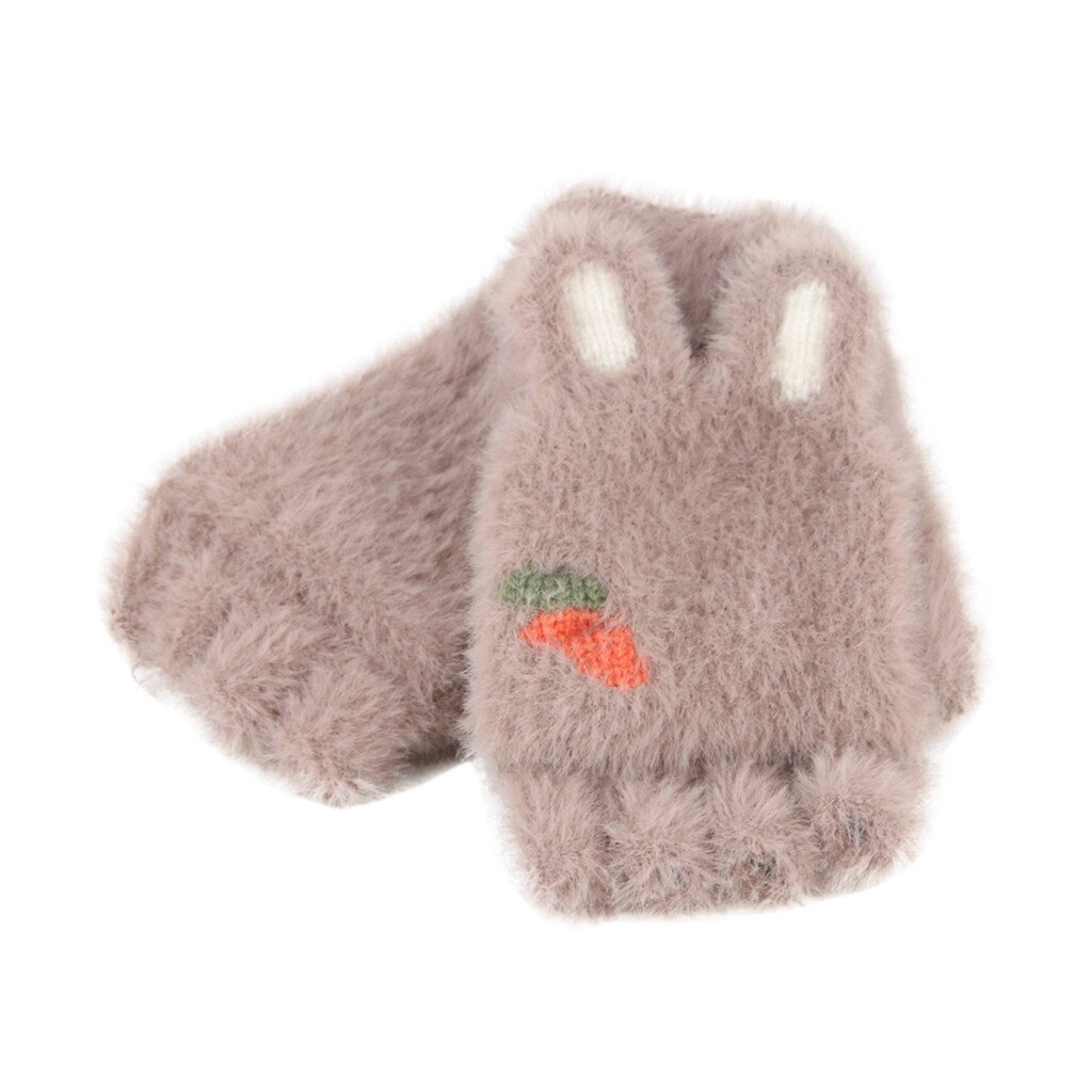 Winter Best Selling Gloves Children Plush Flipped Half Finger Outdoors Warm Gloves Shopping Детские перчатки Wd3: B