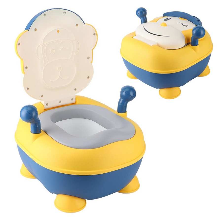 toilet Cartoon Monkey Shaped Children Potty Training Seats Portable Baby Toilet Bathroom Supply Yellow commode