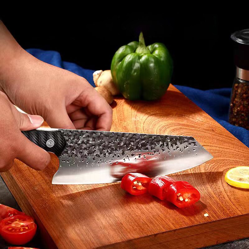 2022 Hand Forged Knife Chef Cooking Kitchen Knives Set Santoku Utility Hunting Knife With Composite Fiber Handle