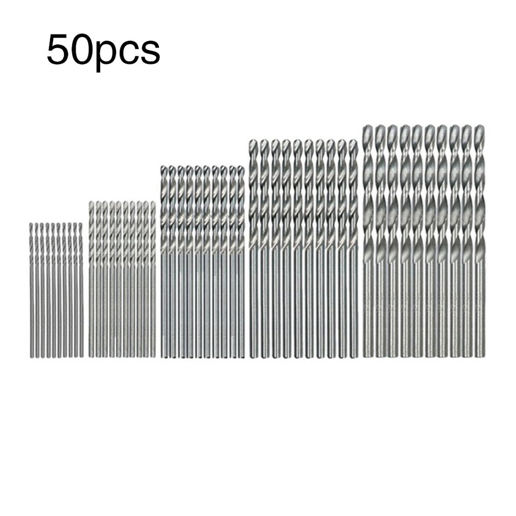 50Pc Titanium Coated Drill Bits HSS High Speed Steel Drill Bits Set Tool Multi Function Metal Drills Power Tools 1/1.5/2/2.5/3mm: silver