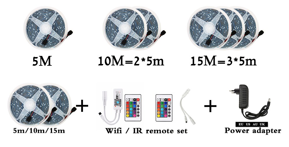 Waterdichte Rgb Led Strip 2835 5M 10M 15M Led String DC12V Fiexble Licht Led Lint Tape Led string Lights Tape Verlichting