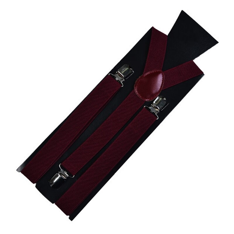 Vrouwen Mannen Verstelbare Vorm Elastische Clip-On Jarretelle Drie Clip Broek Bretels Bruiloft Strap Party Riem Mode Accessoires: Wine Red