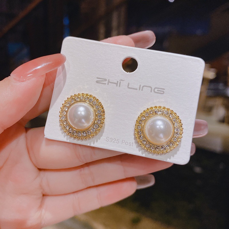 Boucle d'oreille coréenne avec pendentif en Imitation de perles pour femmes, tendance, cœur rond, fleur, nœud papillon, goutte d'eau, accessoires de bijoux élégants: PALLADIUM