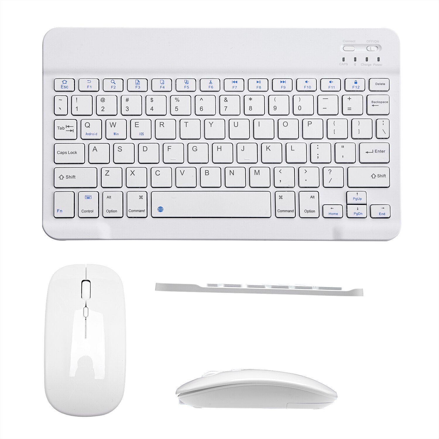 Mini Bluetooth Keyboard Wireless Keyboard Rechargeable For iPad Phone Tablet English Spanish Keyboard For Android ios Windows: 10in-White-Set