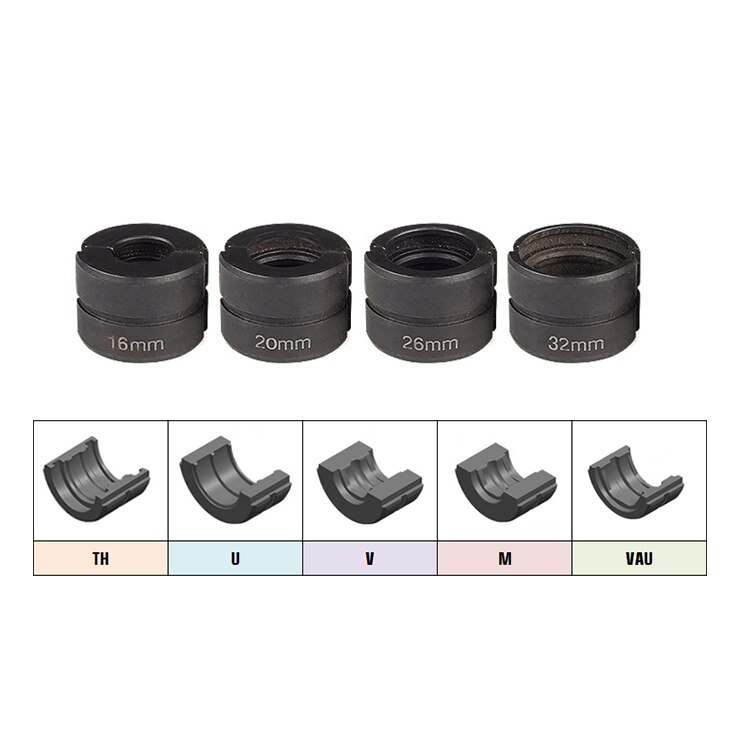 iGeelee Kinds of hydraulic pipe crimping dies, TH, U pipe dies for Pex Fittings and V, M, VAU, VUS pipe dies for copper fittings