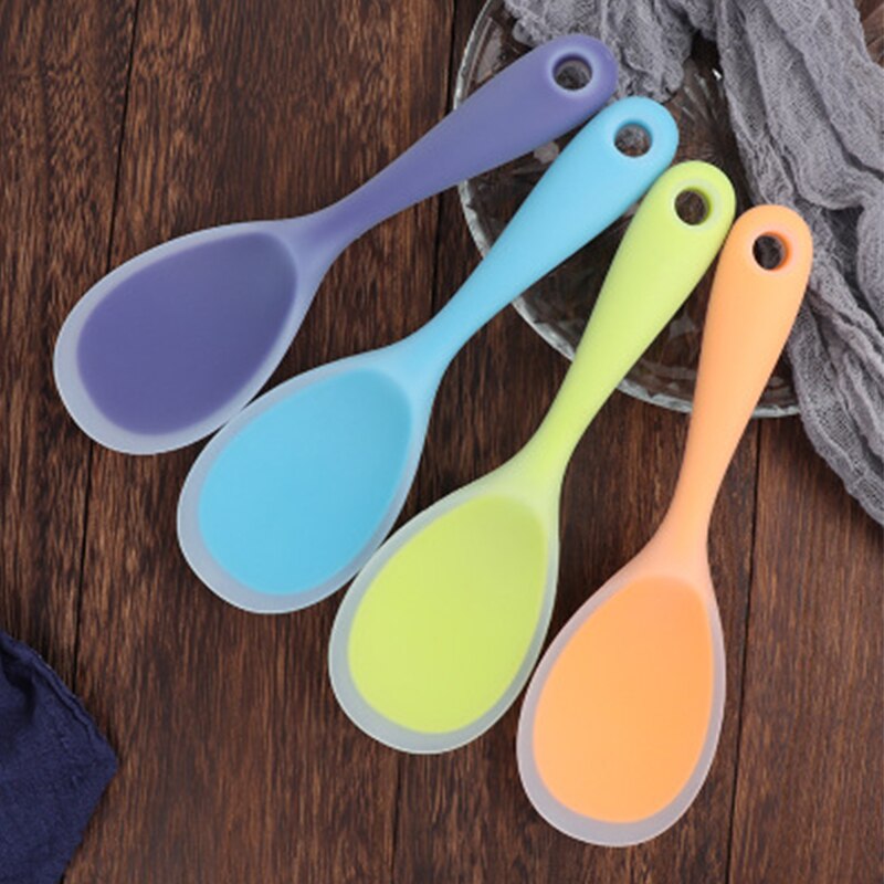 Silicone Spoon Anti-scalding Translucent Colorful Rice Scoop Heat Resistant Non-stick Rice Cooker Tableware Kitchen Cooking Tool