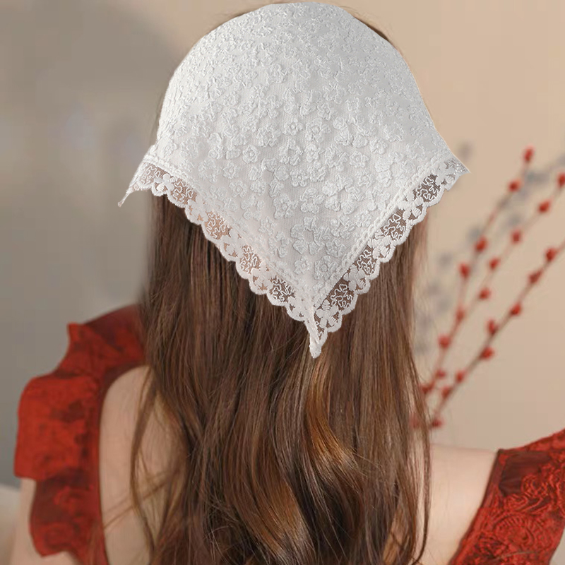 Bandana de playa Vintage para mujer y niña, pañuelo para el pelo, diademas de para vacaciones, diademas para fotos, accesorios para el cabello de blanca