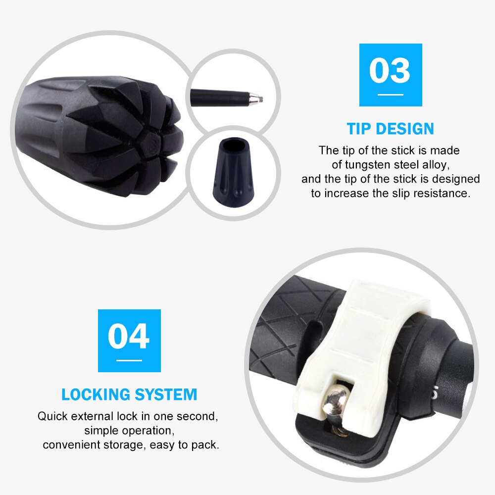 Sammenklappelig trekking stang stød vandring gå trekkingstænger pindjuster stokke 5- sektioner teleskopiske vandrestokke