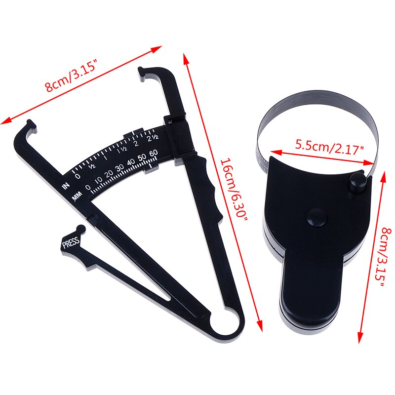 70mm Skinfold Body Fat Caliper Set Body Fat Tester Body Skinfold Measurement Tool with Measure Tape Body Fat Monitors