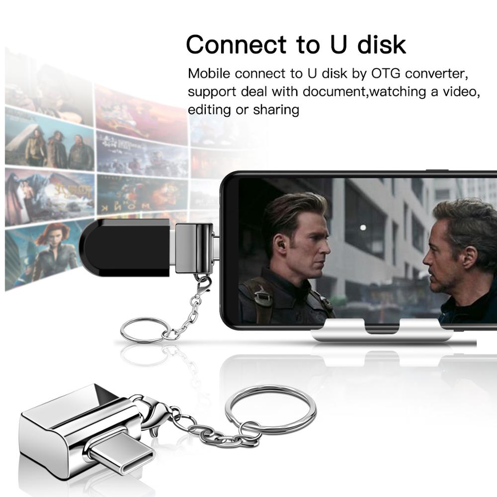 ANMONE USB Typ C OTG Adapter Typ-C Zu USB Konverter für USB C PD Ladegerät Maus tastatur Blitz disk Tragbare Schlüsselbund OTG Stecker