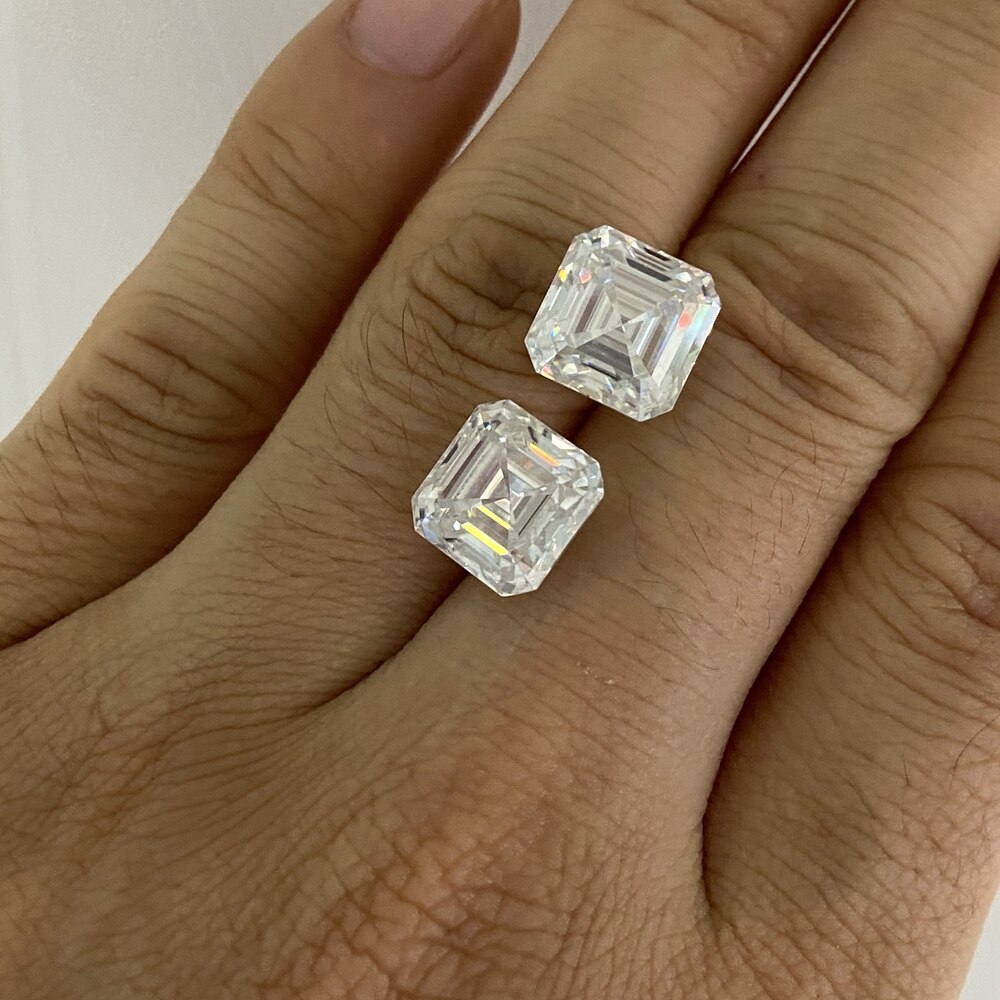 Grown Moissanite Diamond 5*5Mm Asscher Cut Wit Moissanite Stone 0.63 Karaat Uitstekende Moissanite Voor Ring