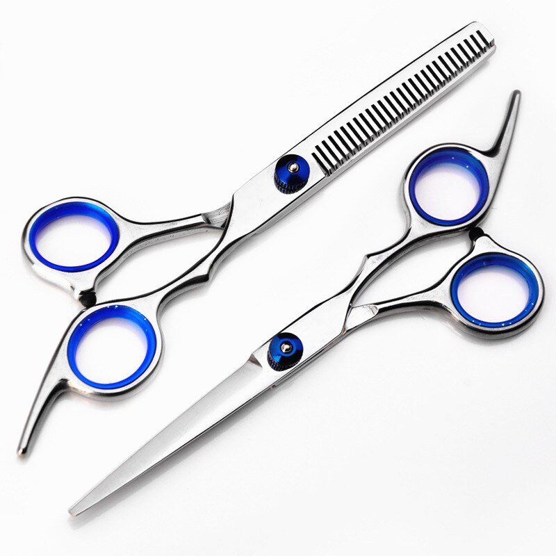 YBLNTEK 9 PCS Hairdressing Scissors Hair Scissors Kit Hair Cutting Scissors Tail Comb Hair Cape Hair Cutter Comb: 2 PCS Blue