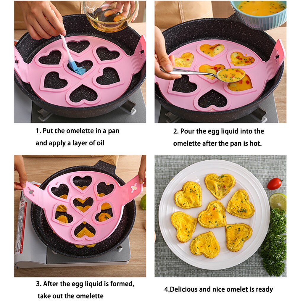 Silikone pandekage nonstick madlavning værktøj hjerte pandekage maker æg komfur køkken bagning æg form køkken bagning køkken tilbehør