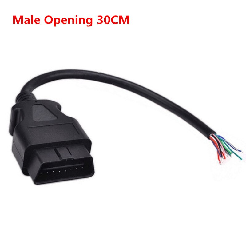16Pin OBD2 Extension Opening Kabel Vrouwelijke Mannelijke Opening Connector Obd Ii ODB2 Auto Diagnostische Interface 30Cm 60Cm Mannelijke kabel: Male Opening 30CM