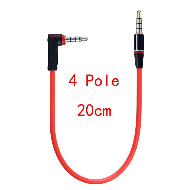 Universele Ipod AUX 4-polige haakse 3,5 mm mannelijk naar mannelijk stereo audio korte kabel 20 cm 30 cm: Black