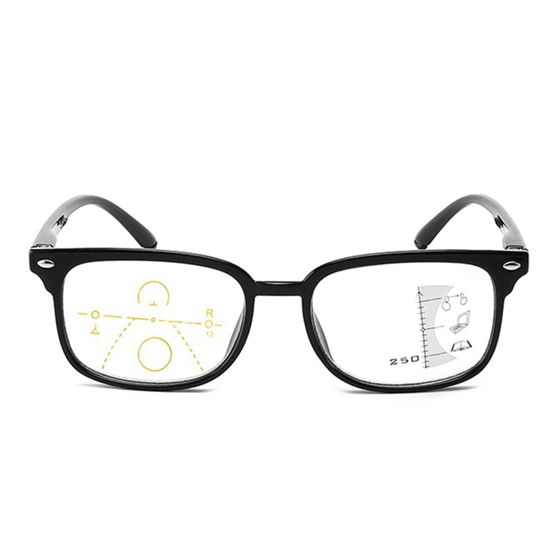 Men's Reading Glasses Progressive Multifocal Retro Presbyopic Blue Light Blocking Glasses Women Far Near Eyeglasses Eyewear +200: +200 / black