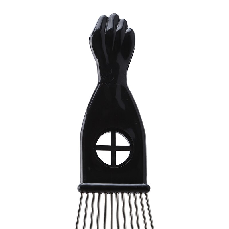Peine de púas africano de Metal para uso en salón, peine de inserción de pelo, horquilla de Dientes anchos, cepillo para pelo rizado, color negro,