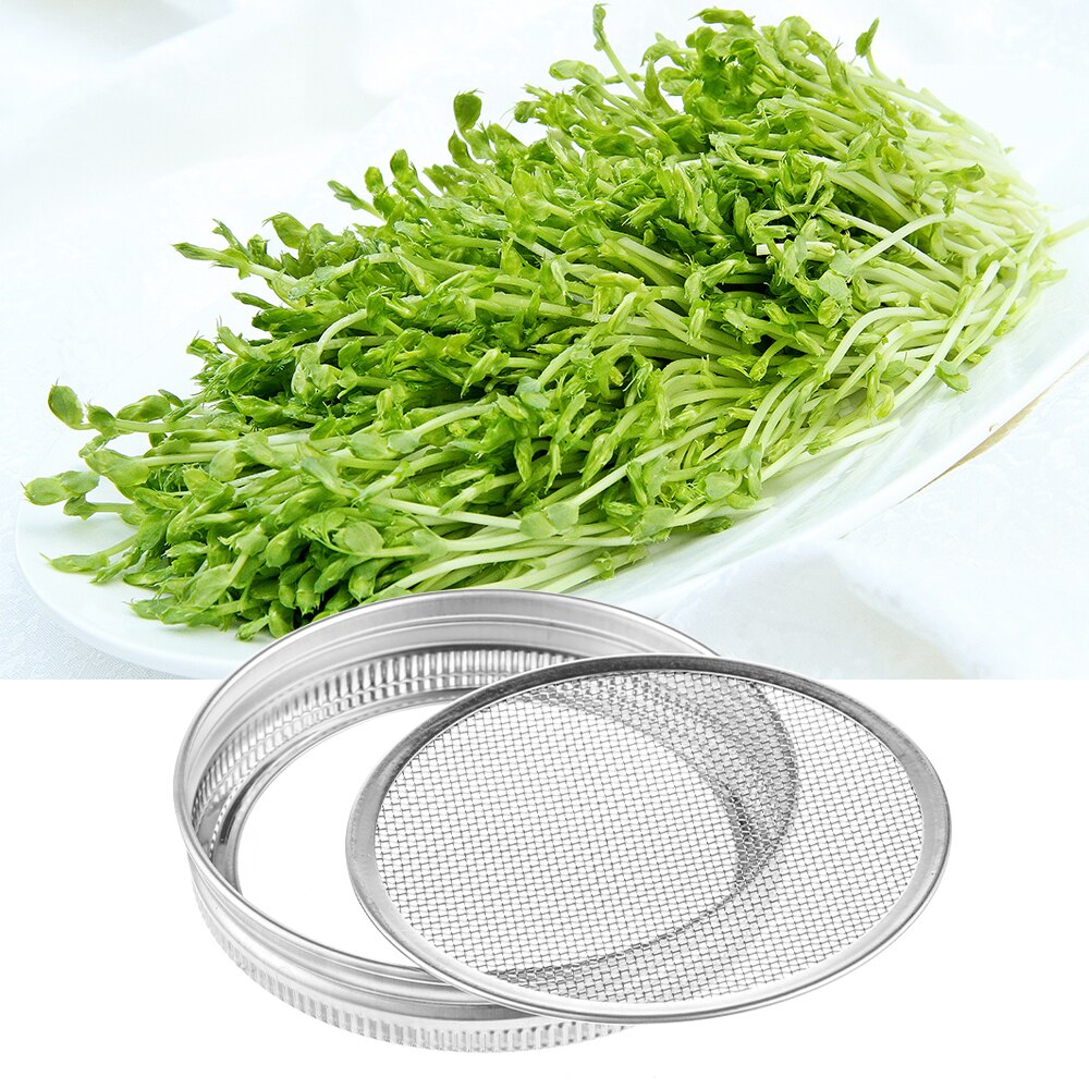 4Pack Sprouting Jar Lid Kit With 2Pack Sprouting Stands For Wide Jars Strainer Screen For Seed Sprouting Stainless Steel