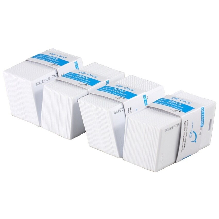 RFID 125KHz Thick card printable Proximity Door Control Entry Access EM Cards 100pc Set (White)