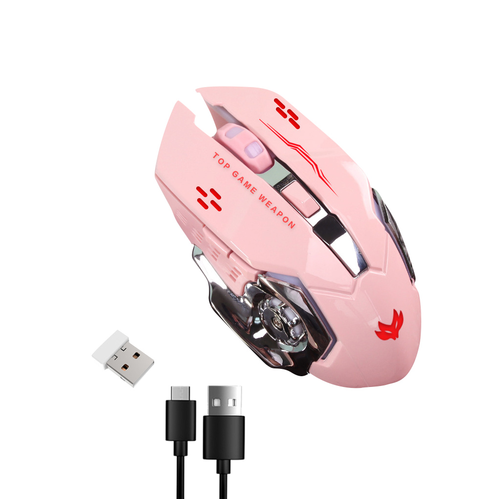 Draadloze Oplaadbare Muis Usb 2400Dpi T2 Stille Muis Led Backlit Ergonomisch Gaming Geruisloze Mouse Voor Pc Laptop: E