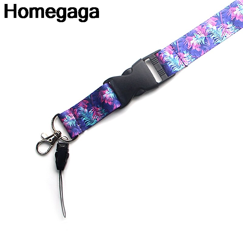 Homegaga Paarse Bloemen Bladeren Lanyards Nekkoord Id Badge Telefoon Houders Ketting Voor Sleutels Badge Houders Singels Linten D2129