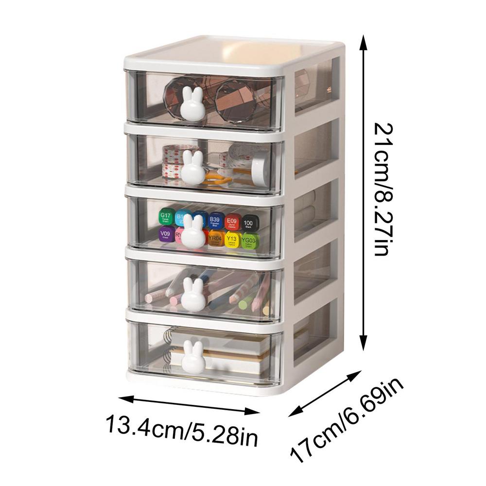 Small Desk Organizer 4 Tier Clear Cosmetic Makeup Organizer Table Organizer With Drawer Desktop Storage Drawers For Arts Crafts: Pink