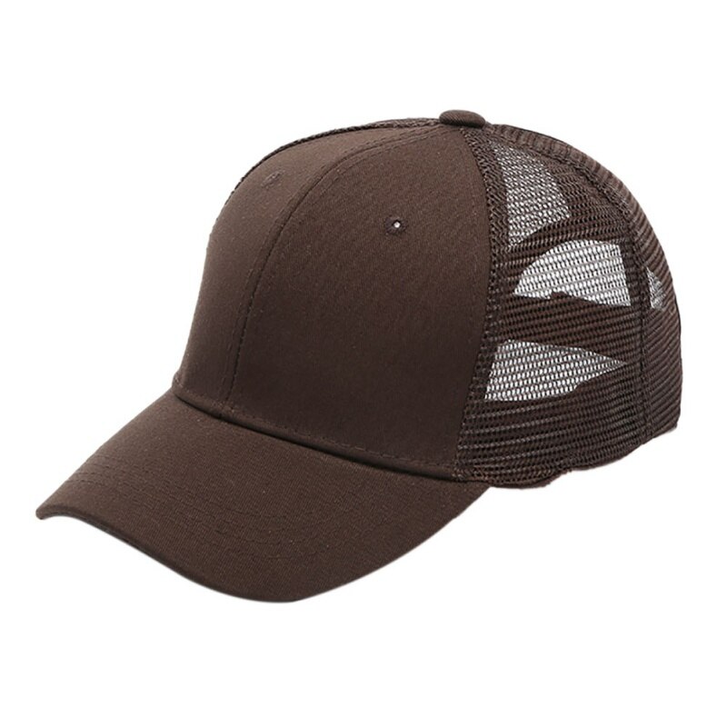 Unisex Cap Casual Plain Mesh Baseball Cap Adjustable Snapback Hats For Women Men Hip Hop Trucker Cap Streetwear Hat: BROWN