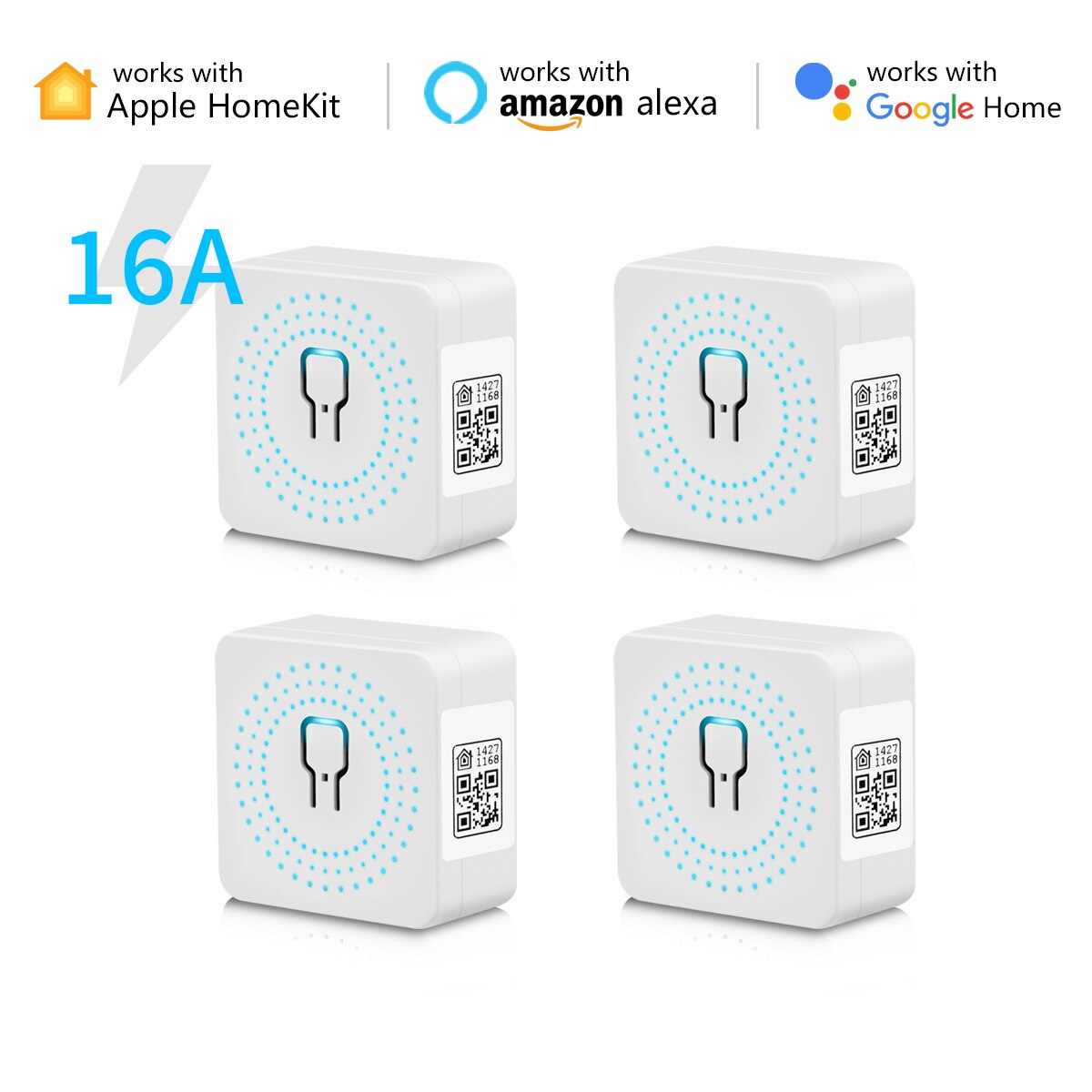 Homekit Mini Smart WiFi Breaker Home DIY Relay Switch Automation Module 16A 2 Way Timing Voice Control With Alexa Google Home: 4 PCS