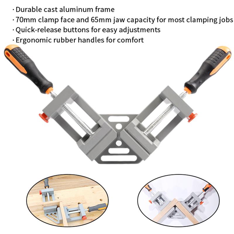 90 Degree Positioning Right Angle Clamp Aluminium Alloy Corner Clamp Woodworking Carpenter Clamping Tool For Door Picture Frame