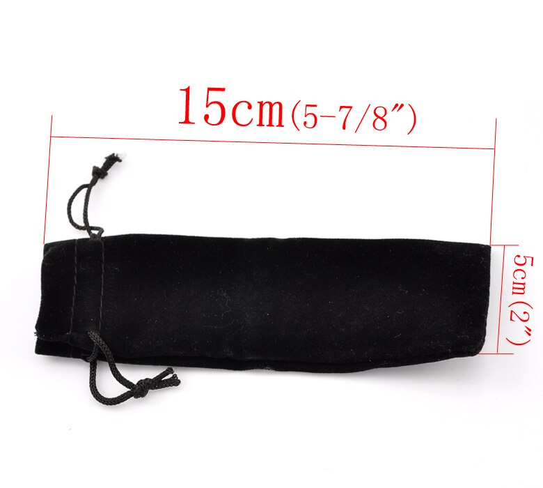 10PCs Black Velvet Drawstring Pouches Jewelry Bags 15.5x5.5cm