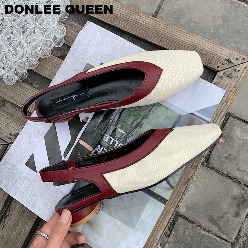Dames Sandalen Lage Hakken Elegante Mule Schoenen Vrouwen Casual Slingbacks Dame Lente Schoenen Slip Op Sandaal Muilezels Zapatos Muilezels